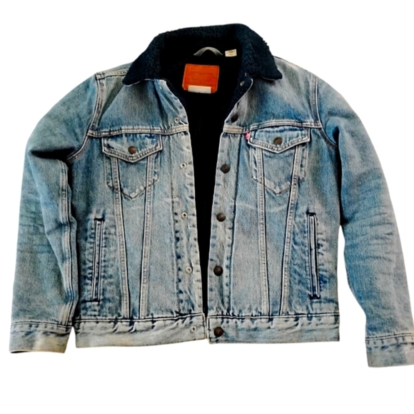 Levi's | Sherpa Denim Jacket | Navy Blue | Size Small - Picture 9 of 9